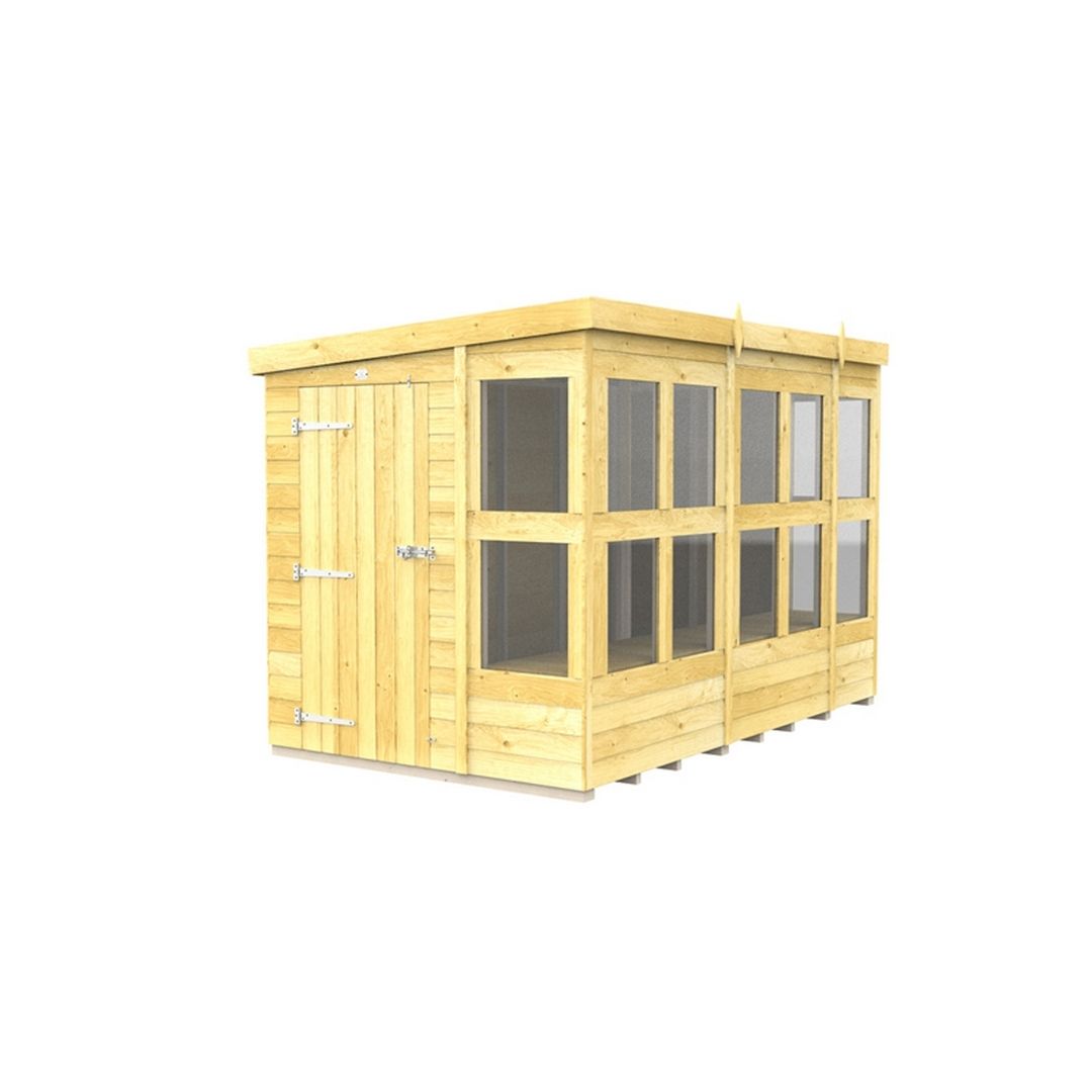 Buttercup Farm 10 x 6 Feet Pent Potting Shed - Wood - L178 x W302 x H201 cm in Brown
