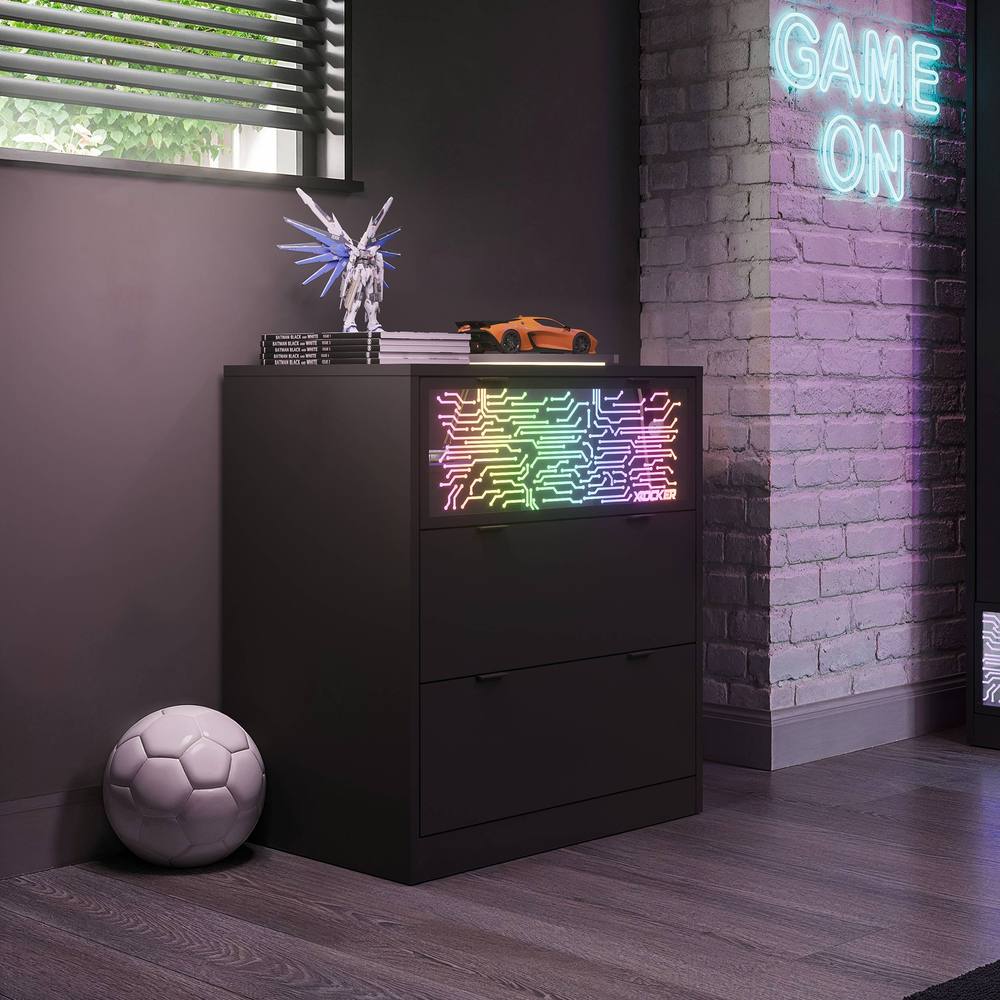 X Rocker NeoNite Chest Of 3 Drawers with App Control RGB LED Lights - Black