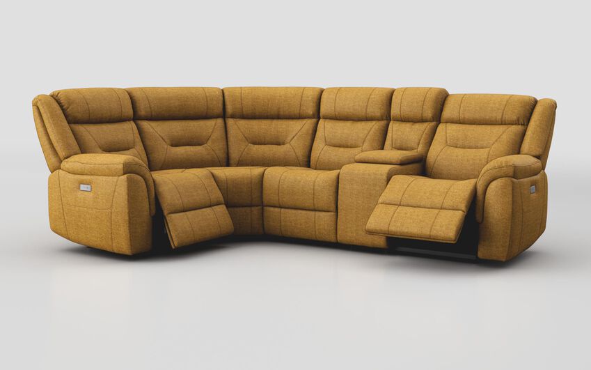 Yellow Fabric Ainsdale 1 Corner 2 Power Sofa with Console