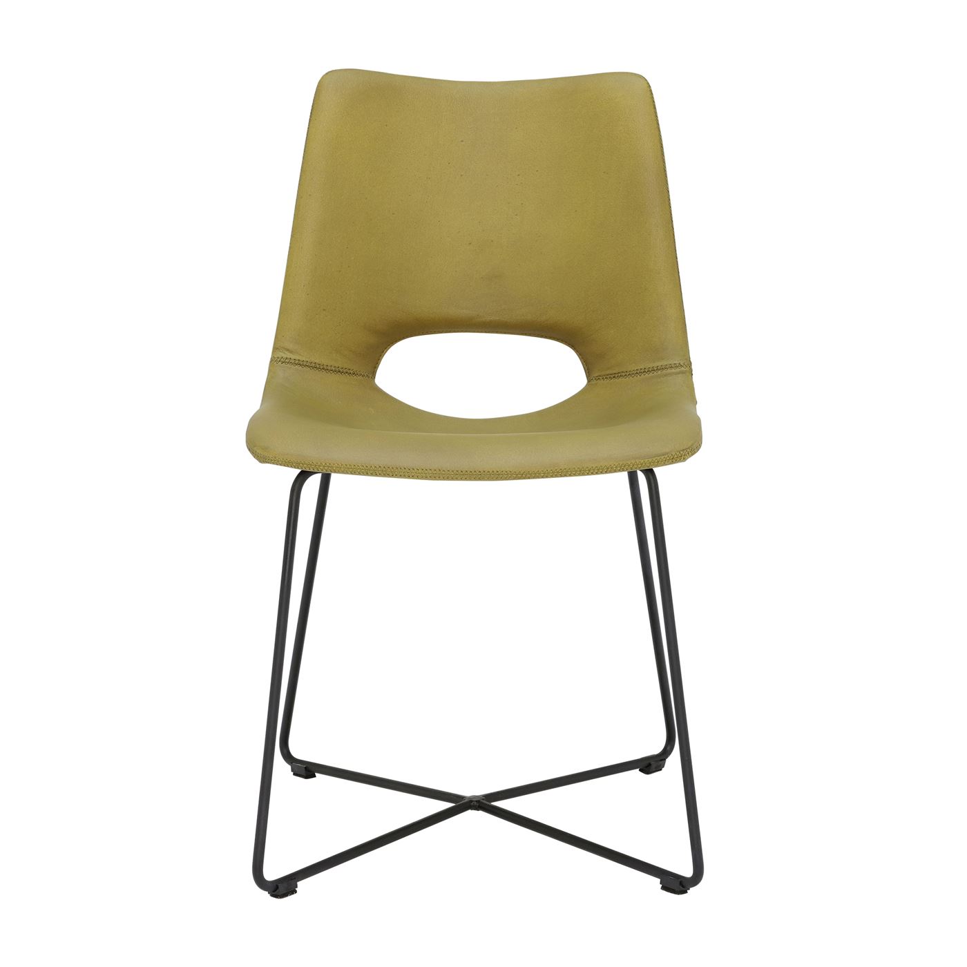 Chesil Dining Chair - Green - Leather - W48 x D57 x H79cm - Barker & Stonehouse