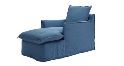 Isaac Chaise Armchair in Heather Blue Smart Cotton - sofa.com