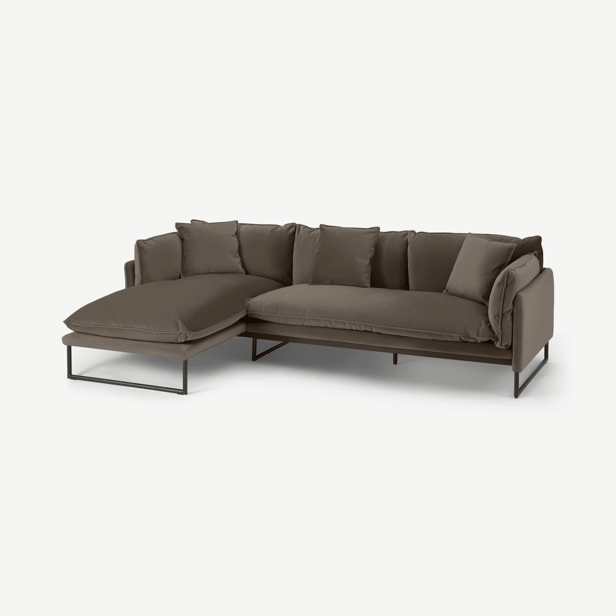 Malini Left Hand Facing Chaise End Sofa, Latte Velvet