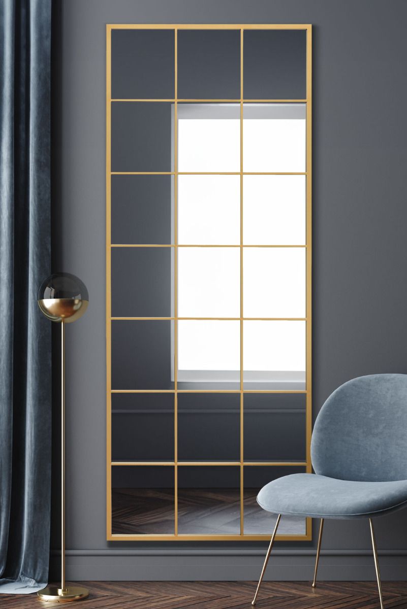 MirrorOutlet Gold Modern Window Leaner / Wall Mirror 79" X 31" (200CM X 80CM)