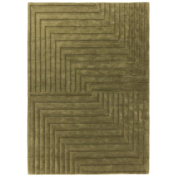 Form Rug In Green - 100% Wool - Hand Tufted - 20mm Pile - Measuring: W120 x D170cm