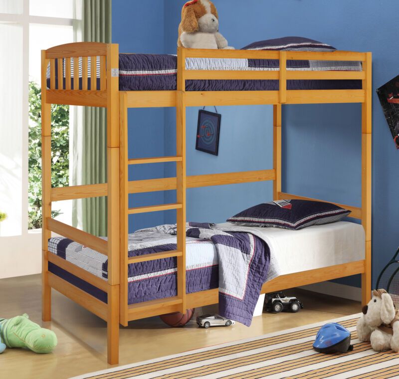 Comfy Living Ltd 3ft Wooden Combination Bunk Bed in Light Brown