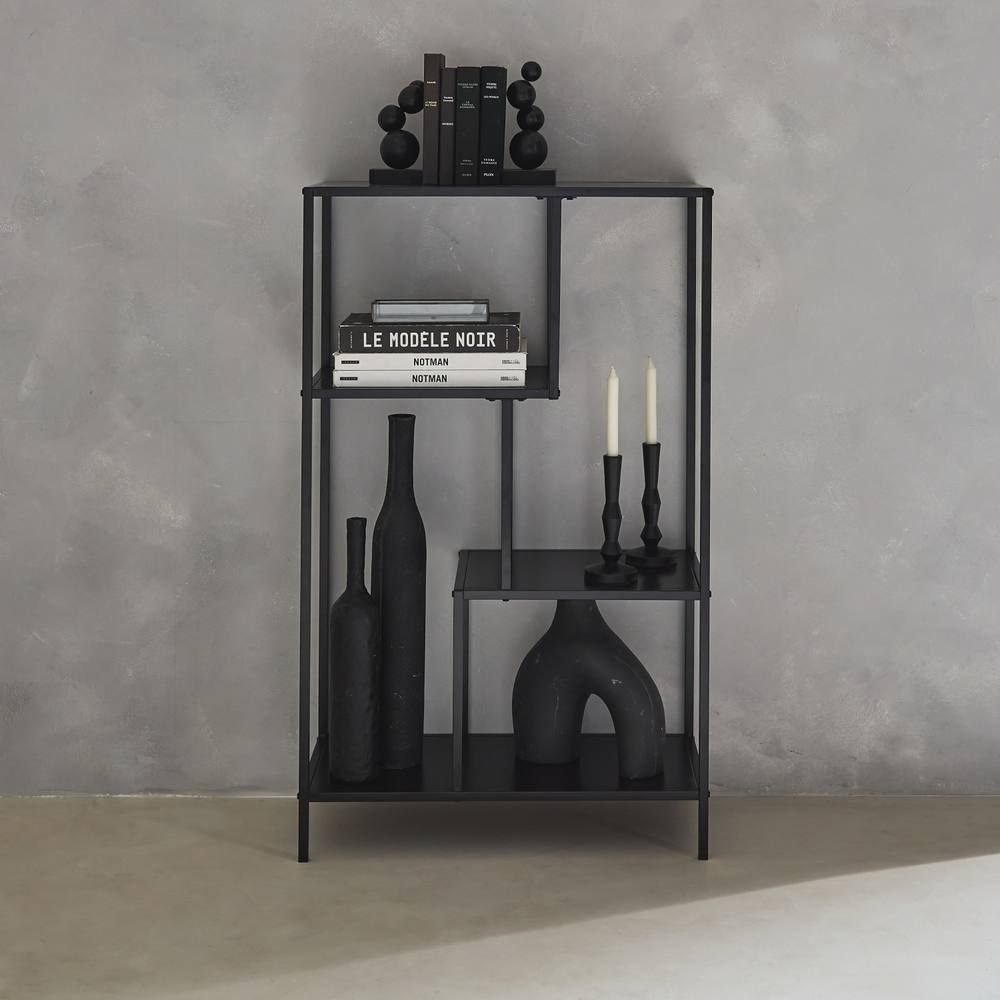 sweeek 4-shelf Asymmetrical Bookshelf In Black Metal