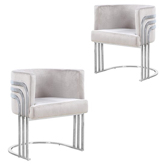 Lula Brown Velvet Dining Chairs In Pair With Silver Legs