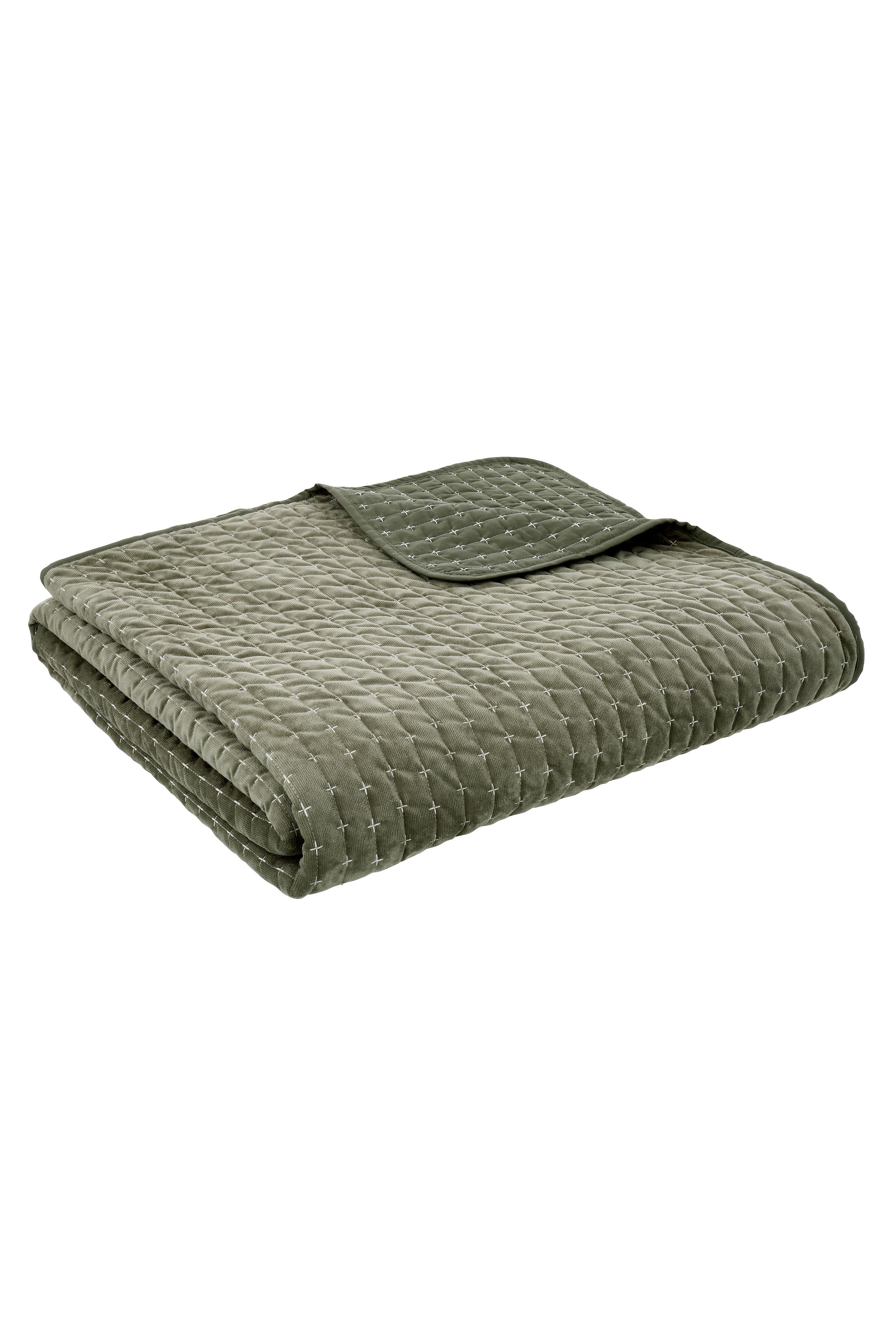 Bianca 'Attica Velvet' Embroidered Bedspread in Green 3