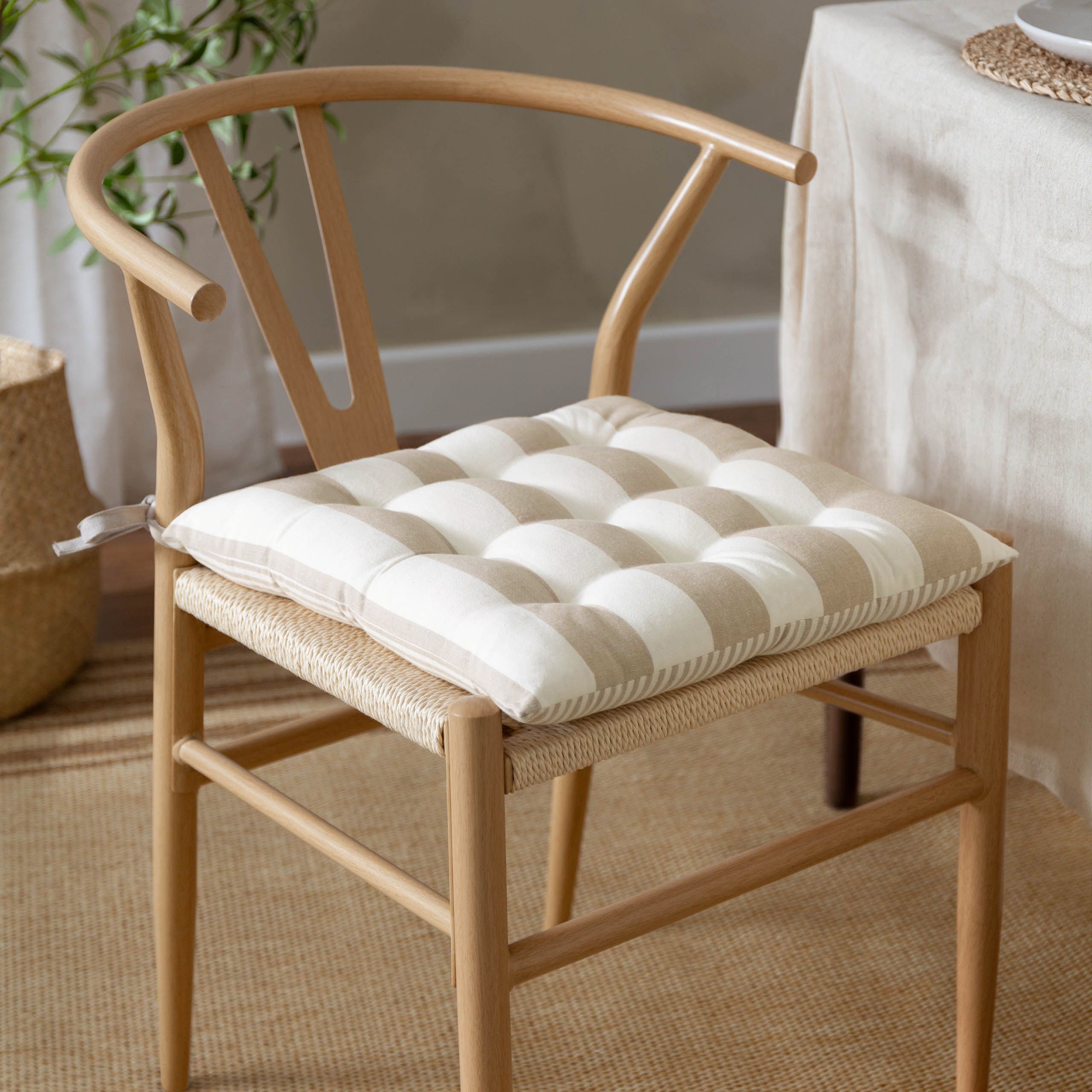 Yard Hayle Striped 100% Cotton Seat Pads - 2 Pack in Natural