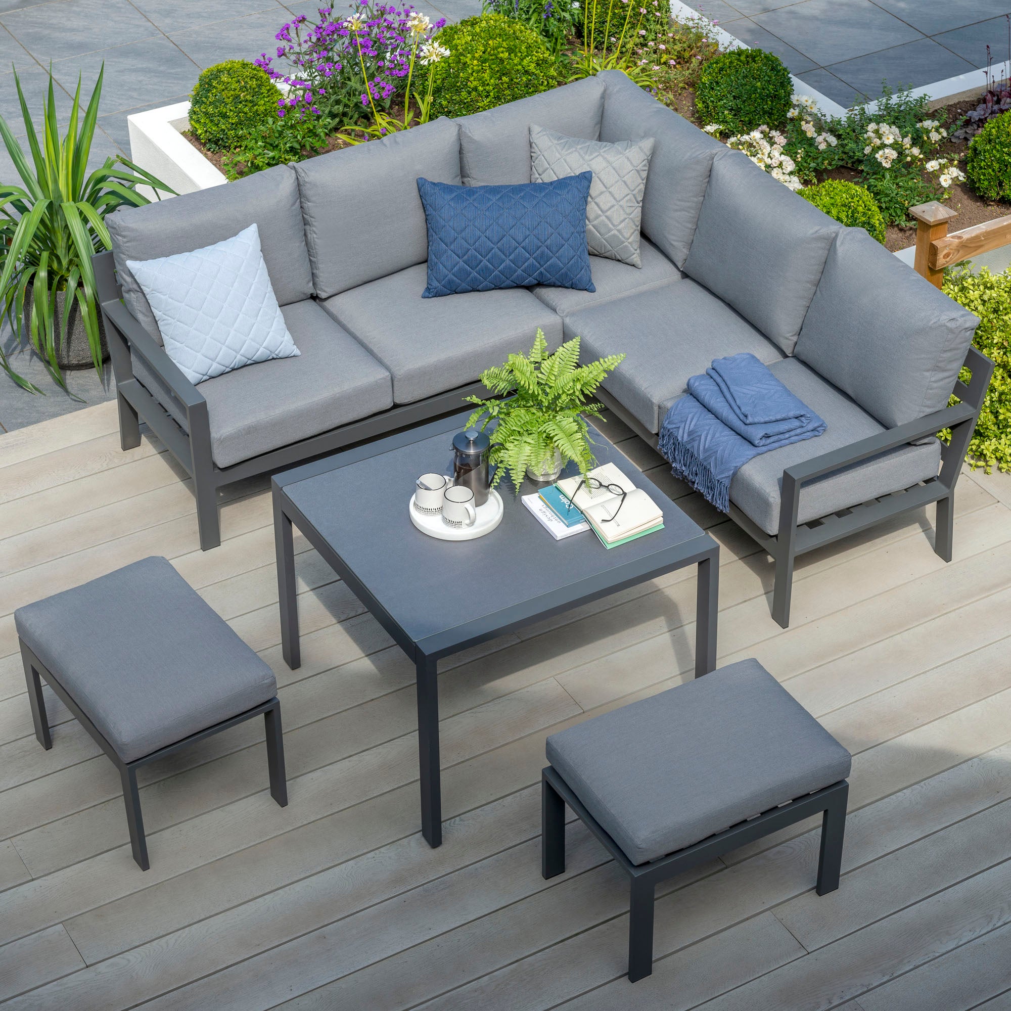 Titchwell 6 Seater Grey Mini Corner Sofa Set Dark Grey
