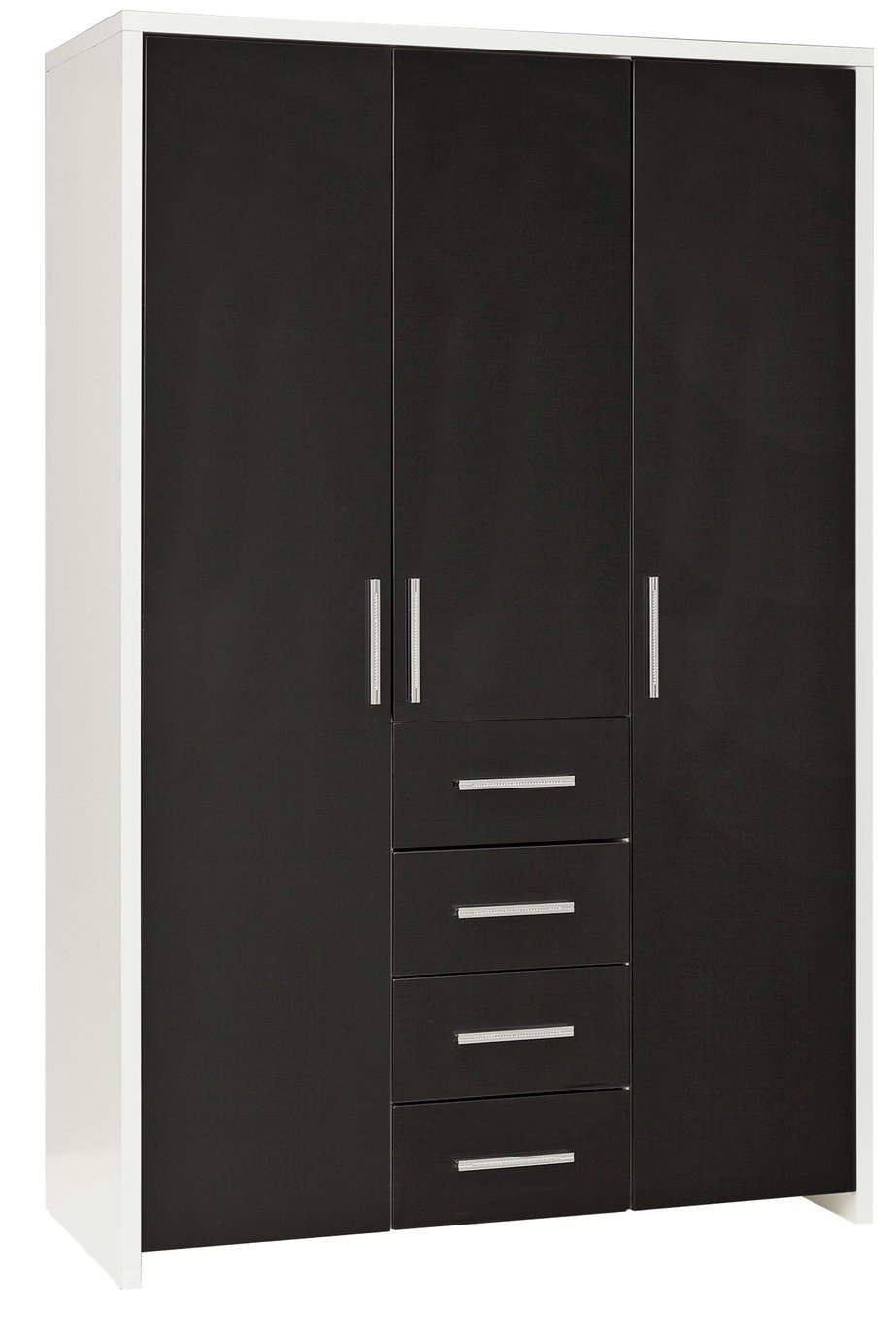 Argos Home Broadway 3 Dr 4 Drw Wardrobe - Blk Gloss & White