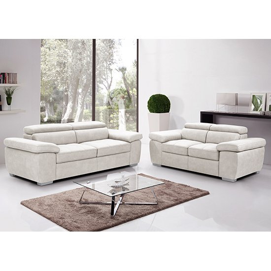 Amando Fabric 2 Seater And 3 Seater Sofa Suite In Beige