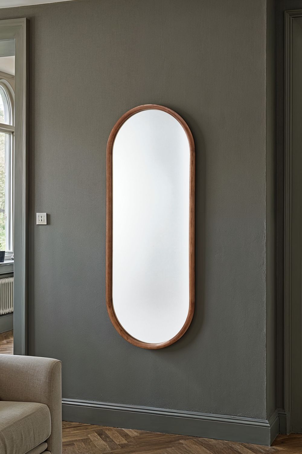 Yearn Mirrors Quebec Walnut Full Length Oval Mirror