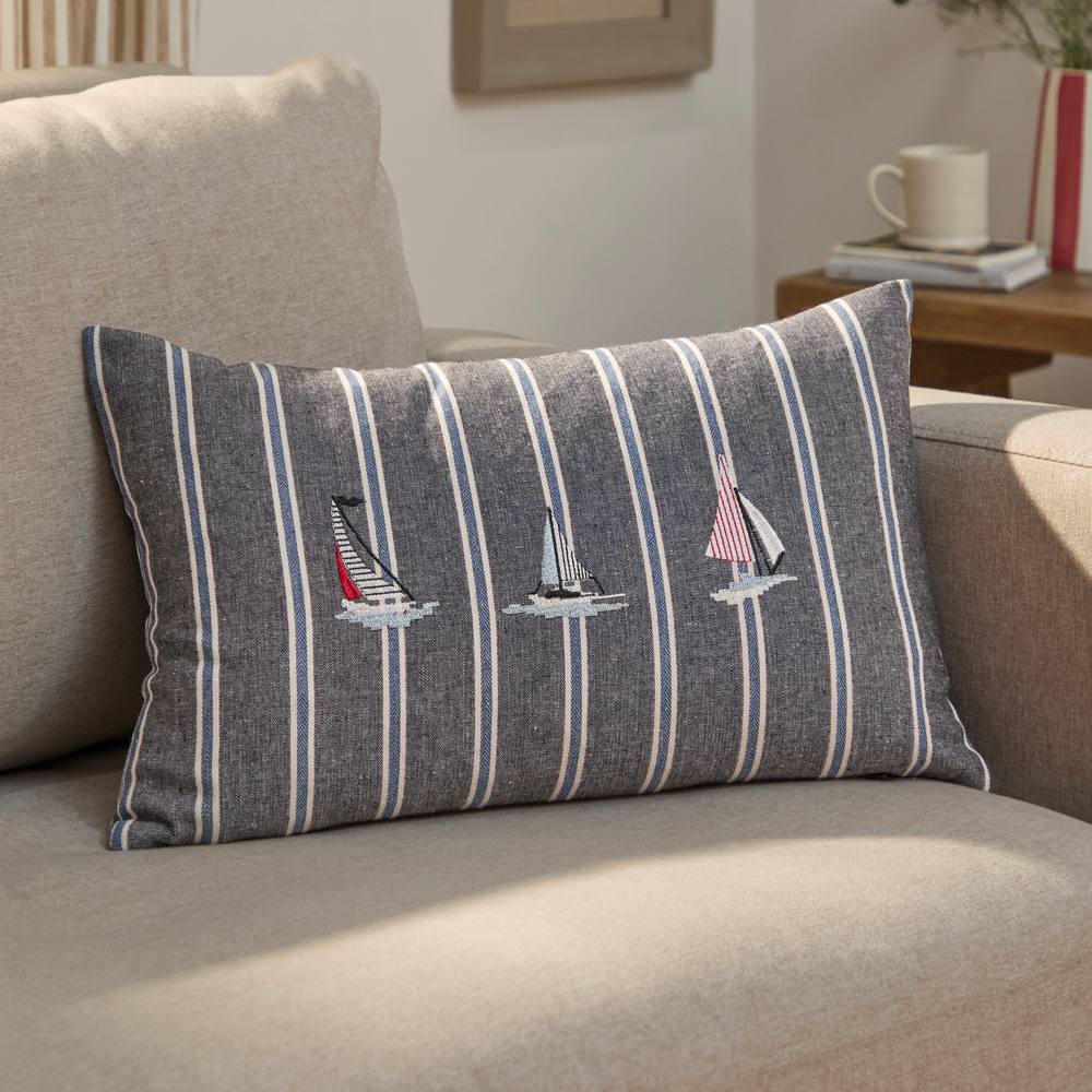 Wylder Abersoch Regatta 100% Cotton Cushion in Dark Grey