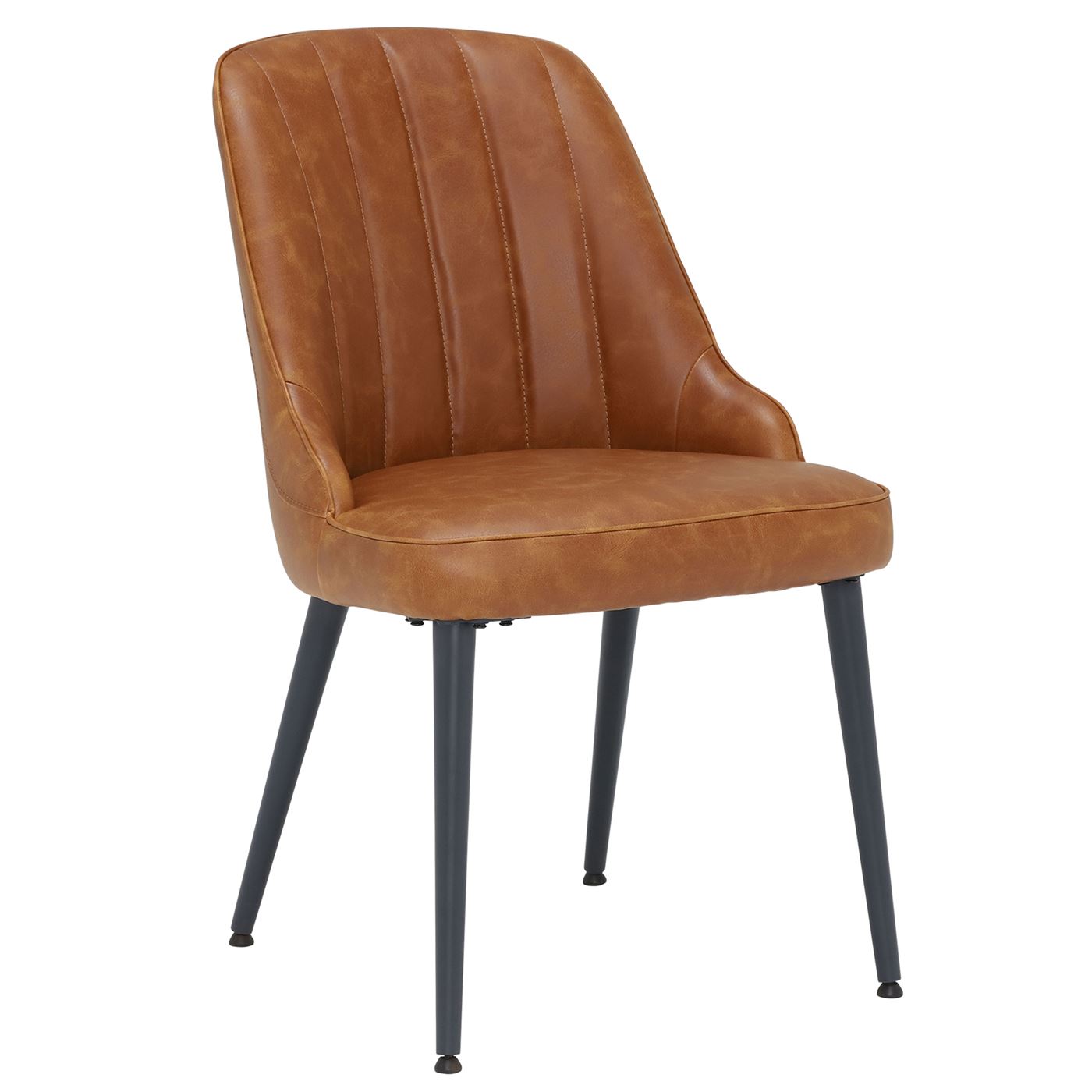 Striped Dining Chair - Brown - Leather - W48 x D59 x H81cm - Barker & Stonehouse