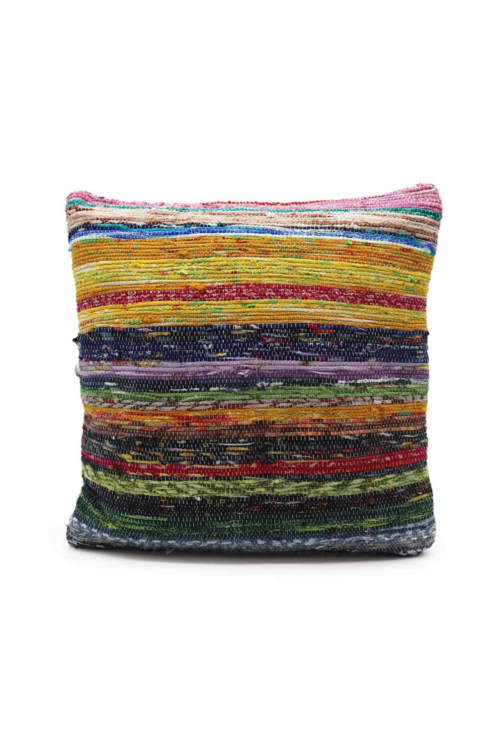 KDMD Sunrise Oranges Rag Rug Cushion Covers - Vibrant & Handcrafted Decor in Orange