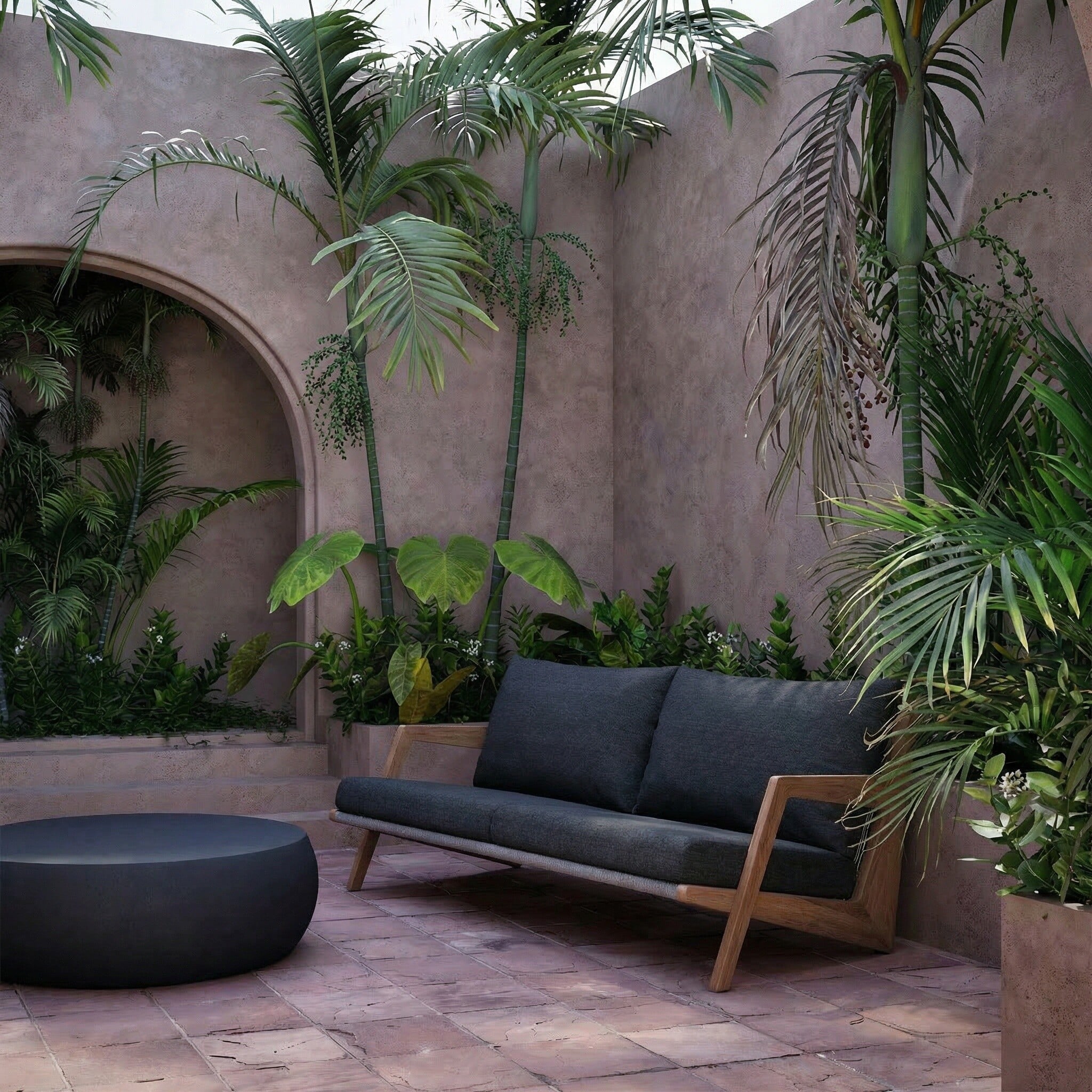 Tahiti Garden Sofa, Wooden, Black | Barker & Stonehouse