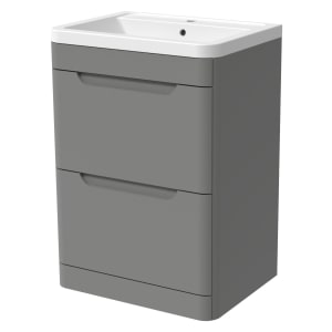 Wickes Malmo Dust Grey Freestanding J Pull Vanity Unit & Basin - 600mm