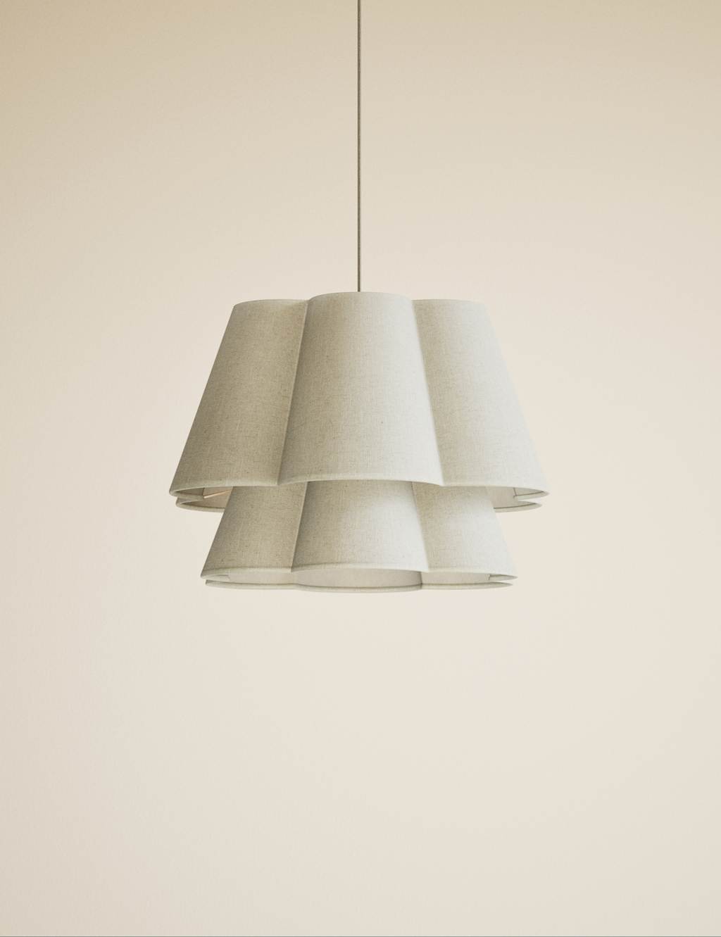 M&S 2 Tier Scallop Ceiling Lamp Shade Natural
