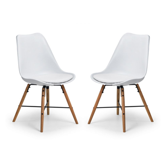 Kari Dining Chair With White Seat And Oak Legs In Pair