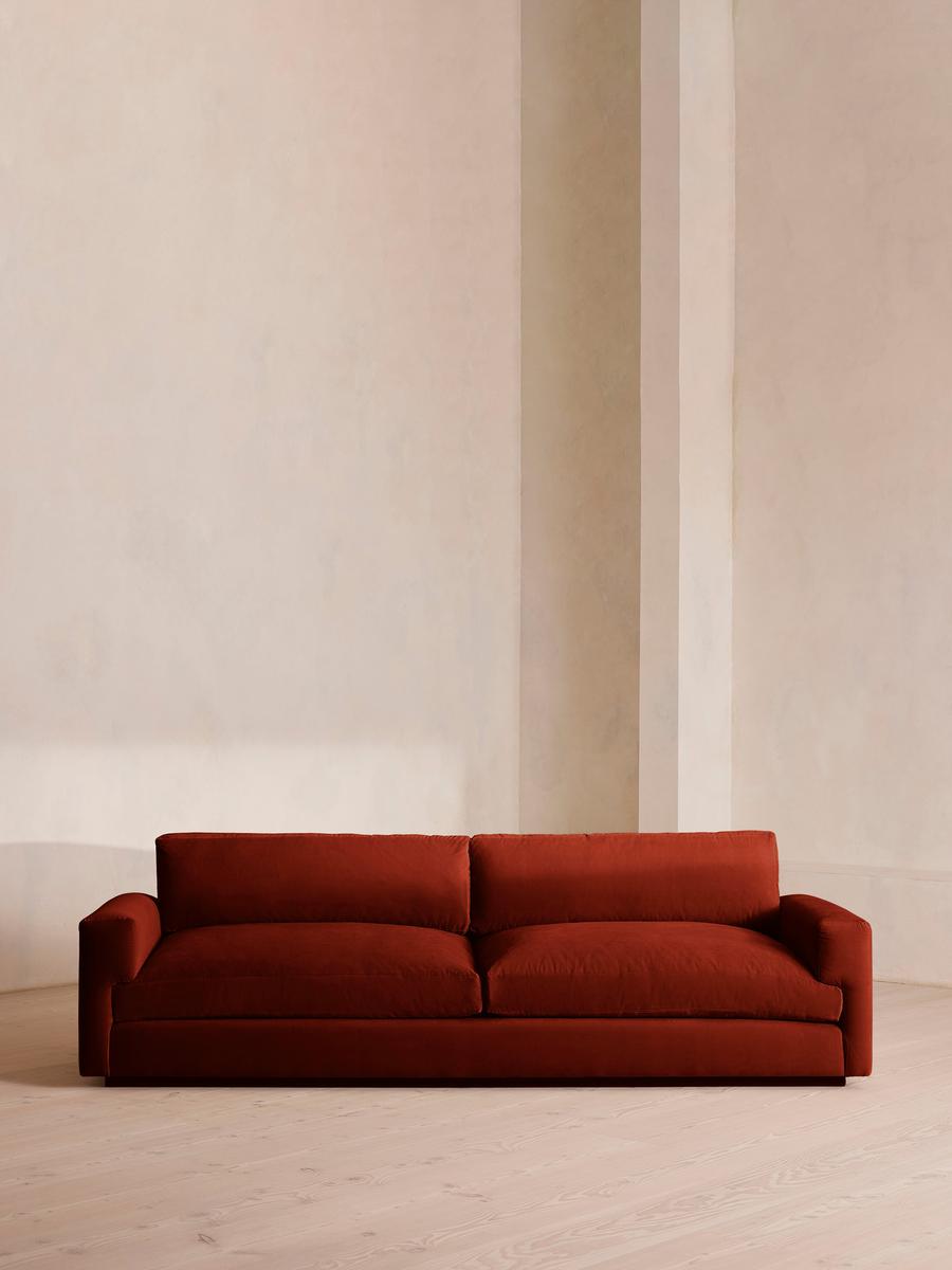 Mossley Four Seater Sofa, Velvet Rust