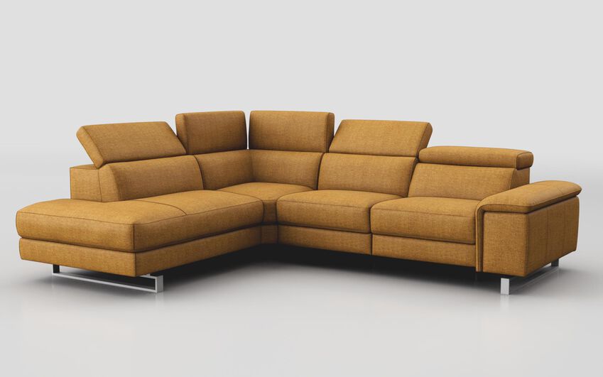 Yellow Fabric Viserba 2 Corner 3 Sofa with Left Hand Facing Chaise & Manual Head Tilt