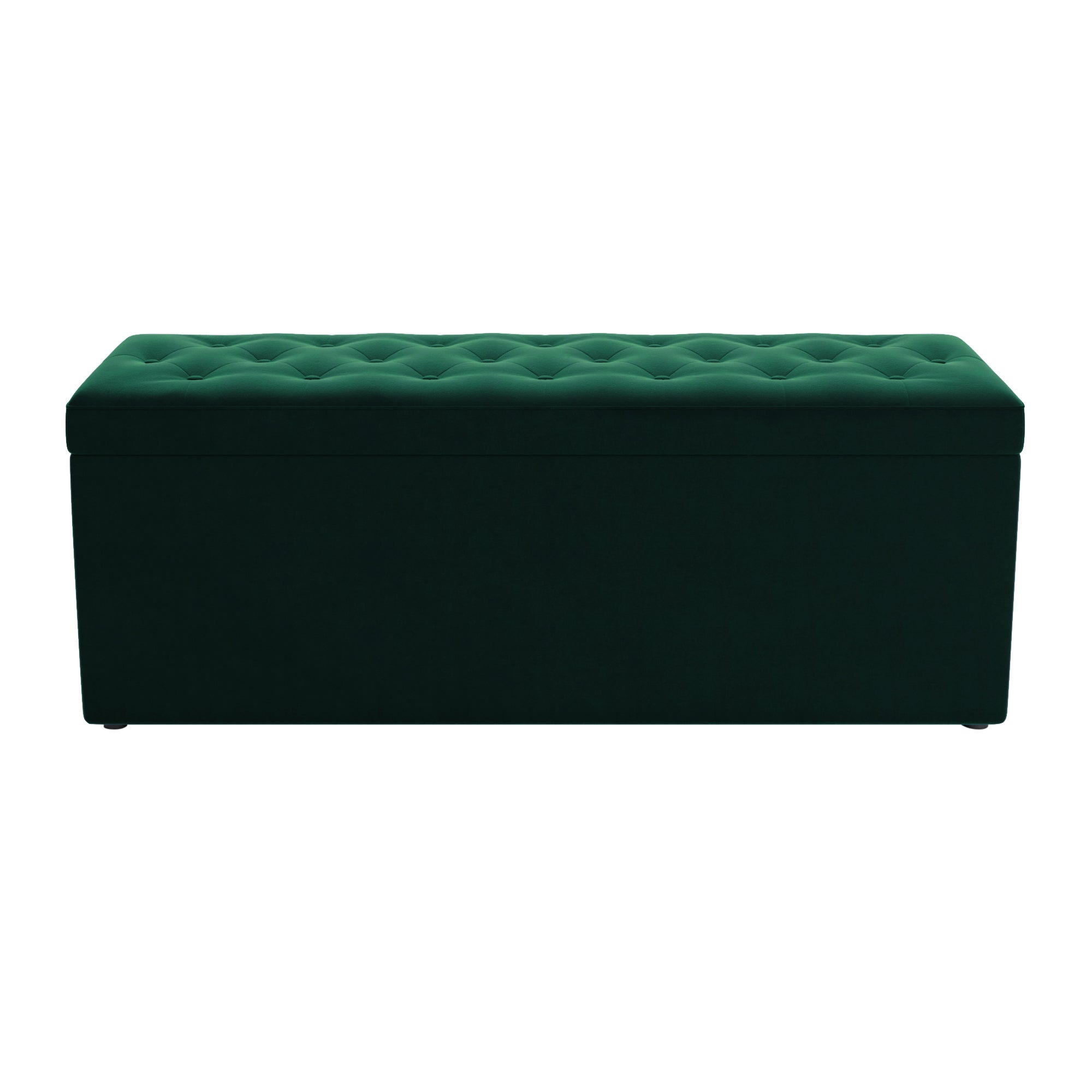 Oswald Velvet Buttoned Ottoman Bench Green