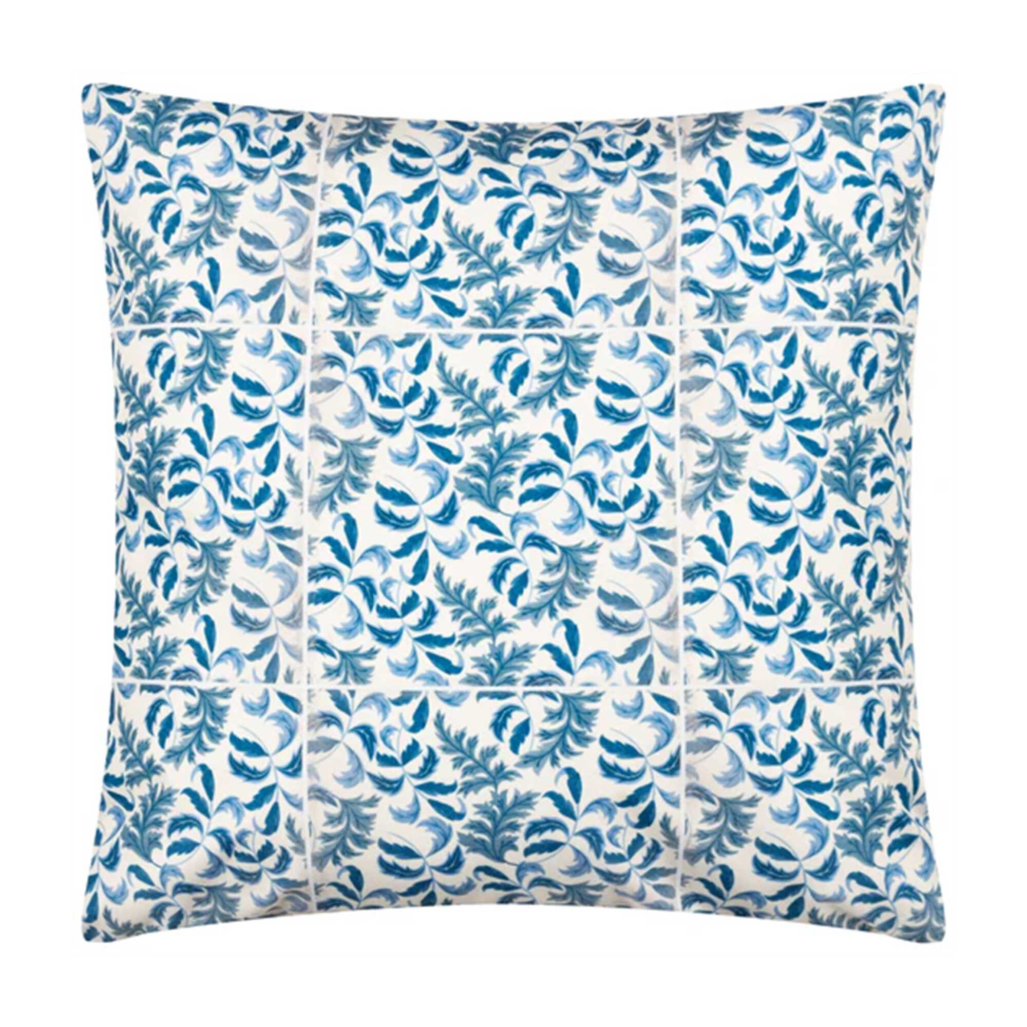 Blue Leaf Outdoor Cushion, Square | Barker & Stonehouse