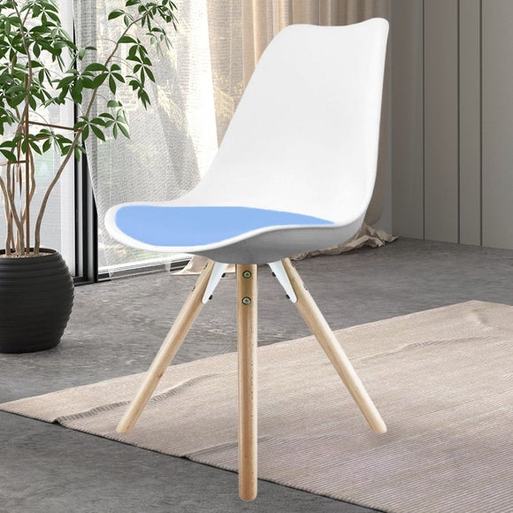 Fusion Living Soho White Plastic Dining Chair with Pyramid Legs