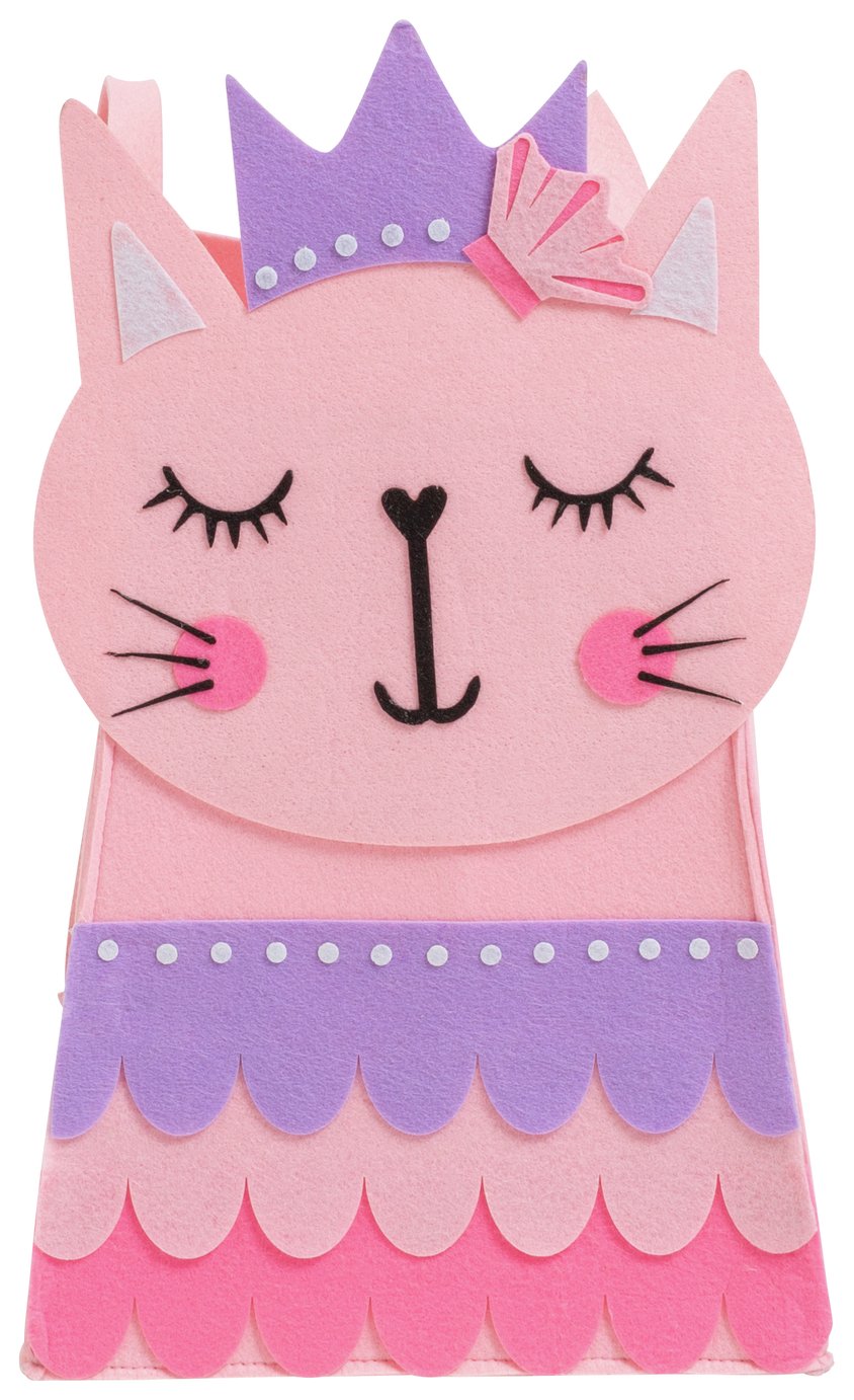 Argos Home Cat Princess Felt Kids Storage Bag - Pink