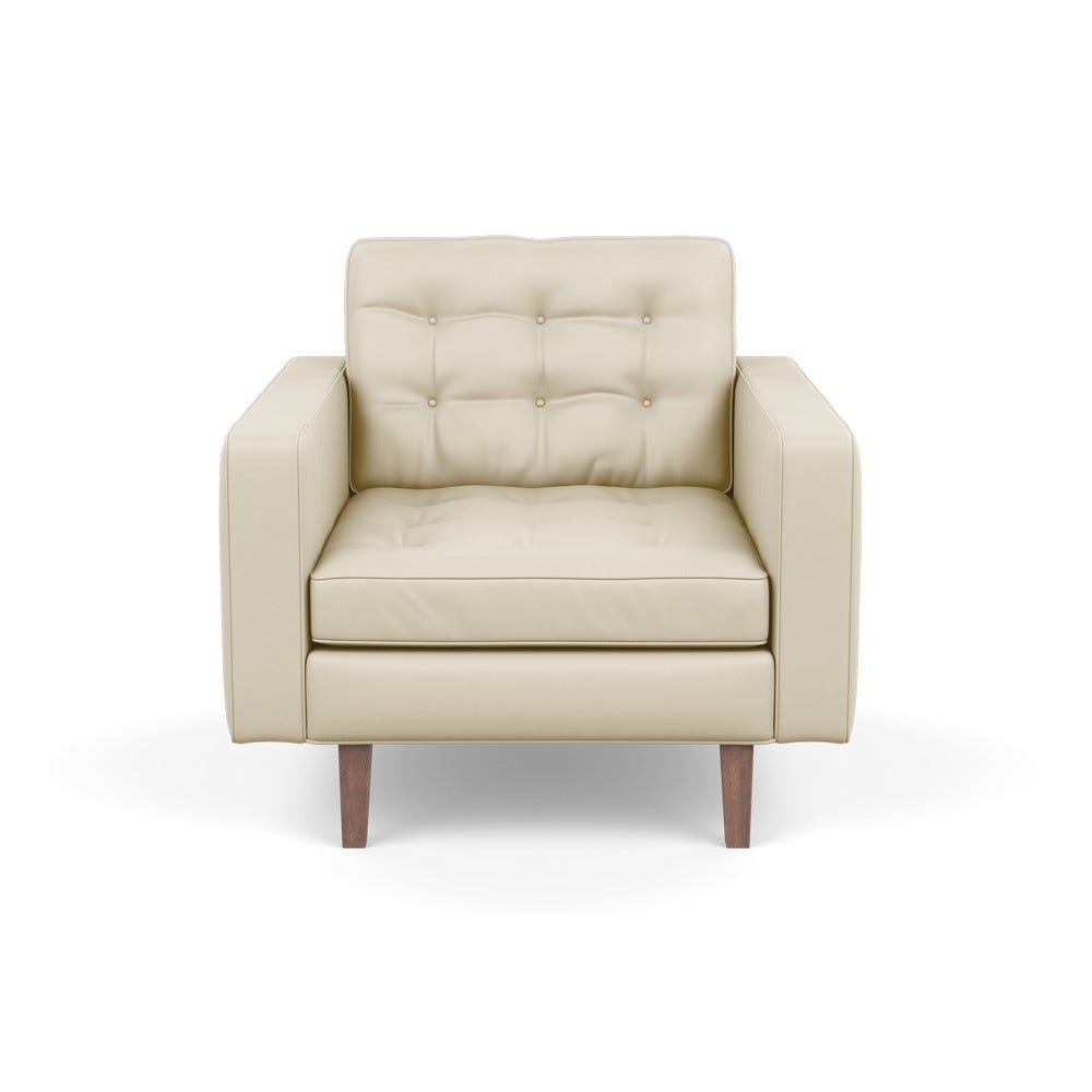 Heal's Hepburn Armchair Leather Grain Storm 006 Walnut Feet 2