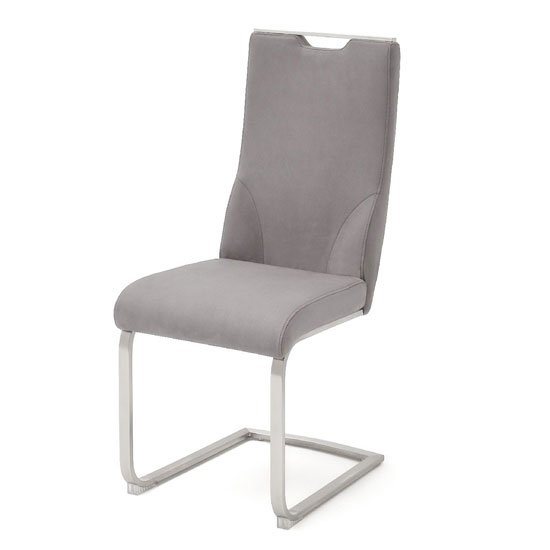 Jiulia Cantilever Dining Chair In Ice Grey