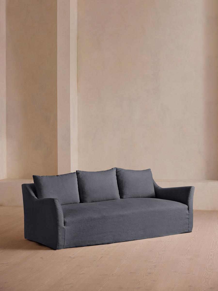 Roma Three Seater Sofa, Linen, Indigo