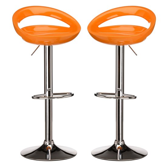 Secro Orange ABS Plastic Bar Stools In Pair