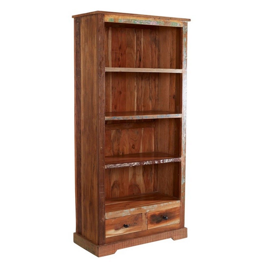 Indian Hub Coastal Large Bookcase - Wood - L40 x W85 x H180 cm in Brown