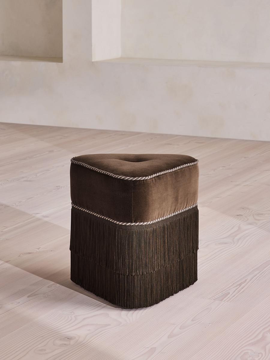 Marta Footstool, Velvet, Chocolate