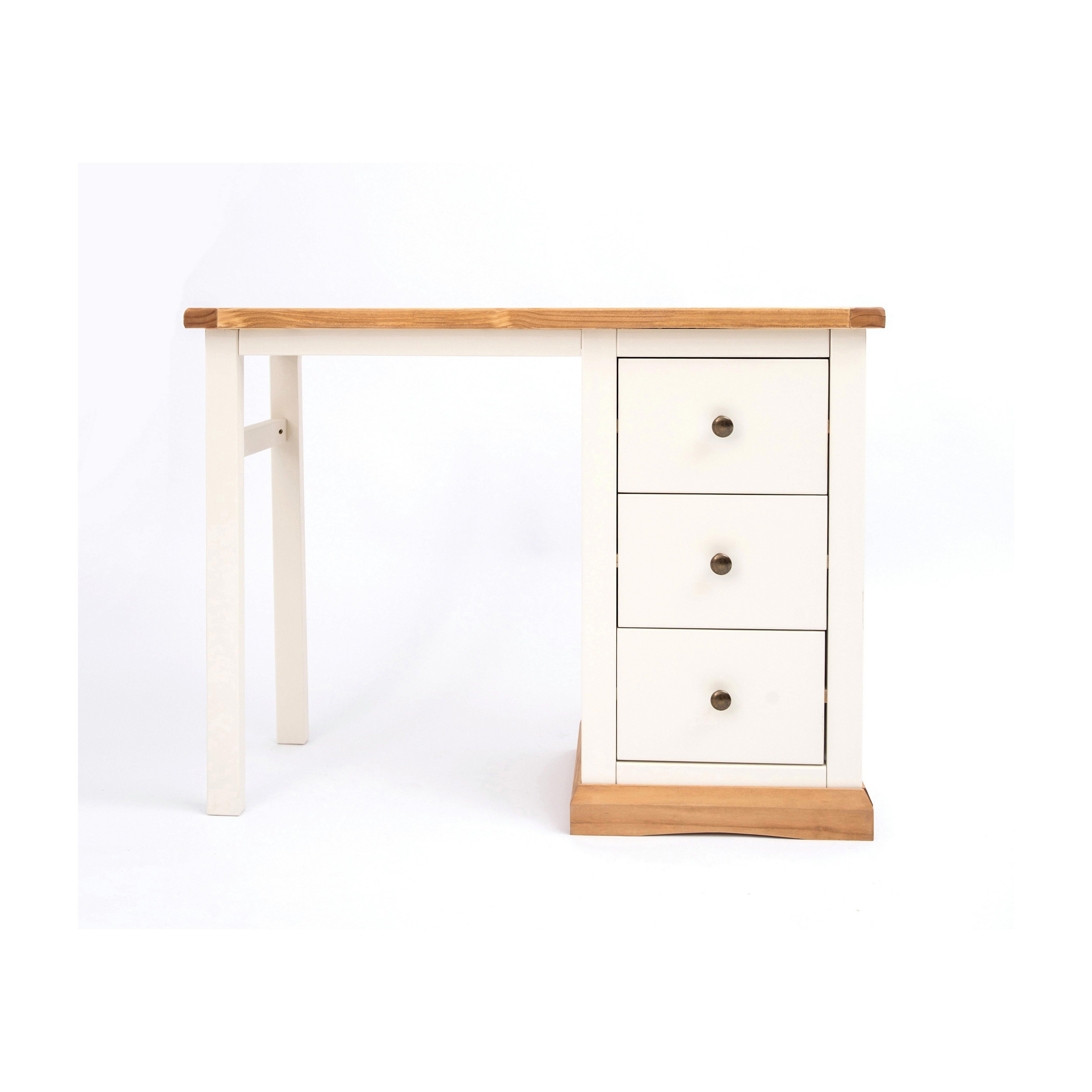 Cabinet Bits Trevi 3 Drawer Desk - Dressing Table Brass Knob in Off-White