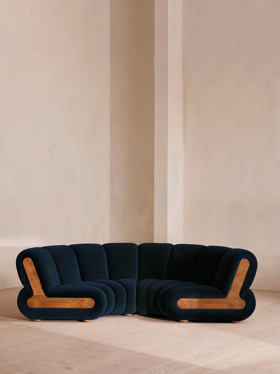 Noelle Modular Curved Sofa, Four Seater, Velvet, Royal Blue