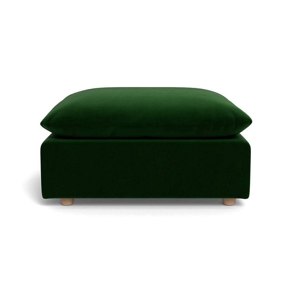Heal's Astrid Ottoman Smart Velvet Forest Walnut Stained Beech Feet