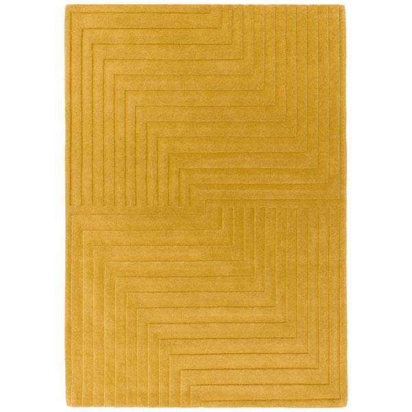 Form Rug In Yellow/Ochre - 100% Wool - Hand Tufted - 20mm Pile - Measuring: W120 x D170cm