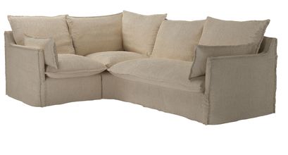 Isaac Asym: LHF Single w RHF 2 Seat Sofabed in Cashew Baylee Viscose Linen - sofa.com