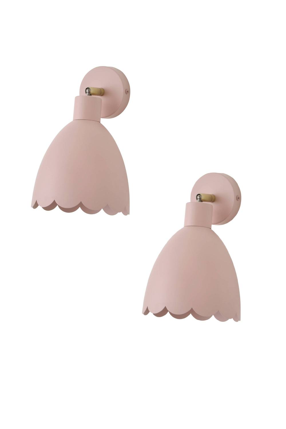 ValueLights Millie Pair of Flower Style Scallop Adjustable Wall Lights & Bulbs in Pale Pink