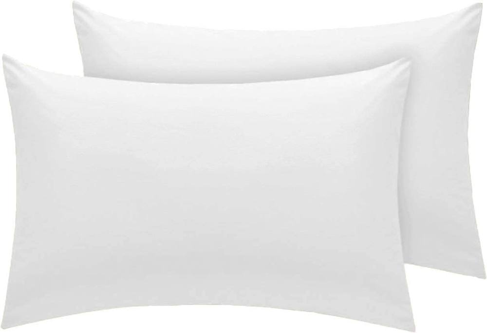 Homes-Linen Luxury Percale Polycotton Housewife Pillowcases 50x75cm Pack of 2 in White