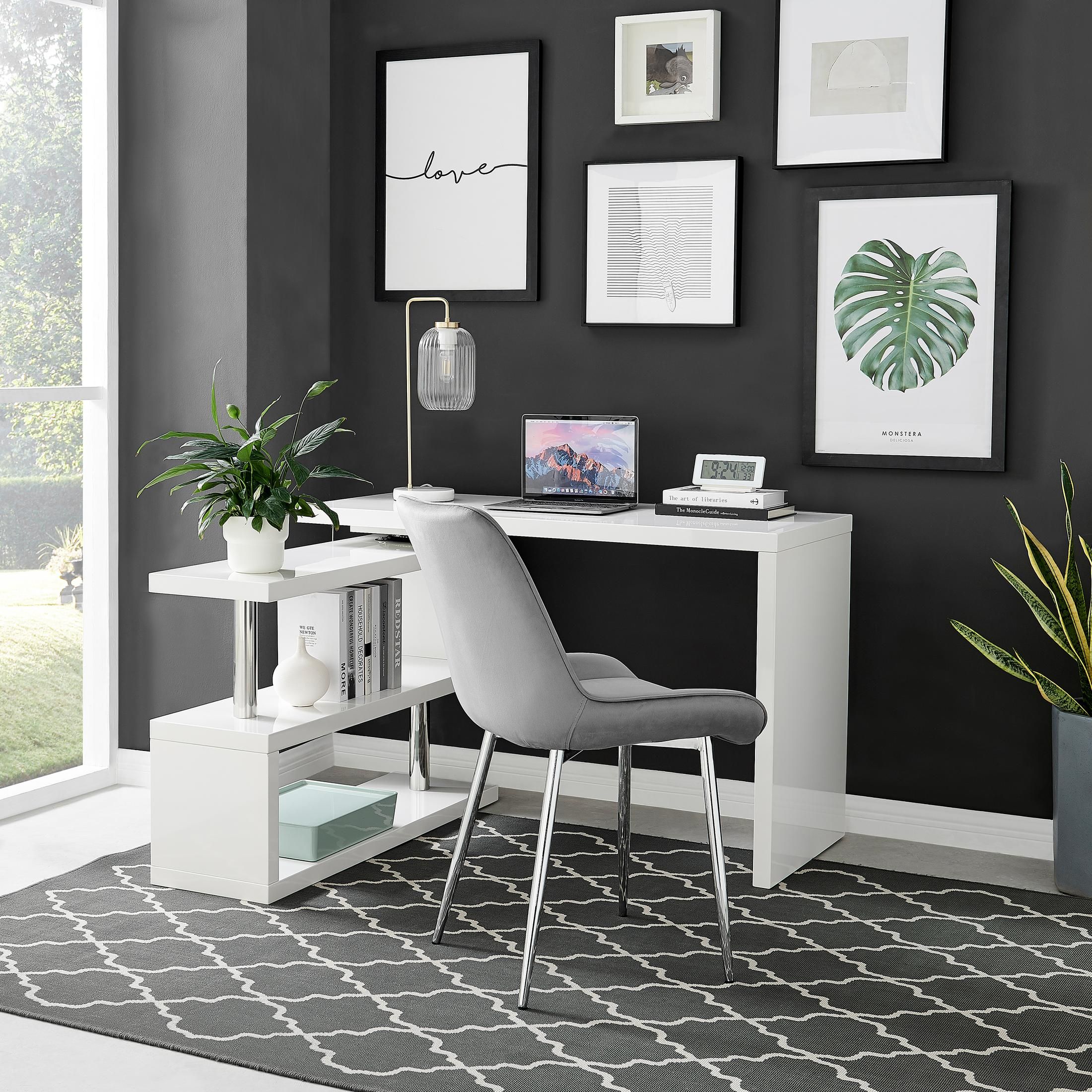 FurnitureboxUK Siena White High Gloss Modern Console Table With Rotating Storage Shelves