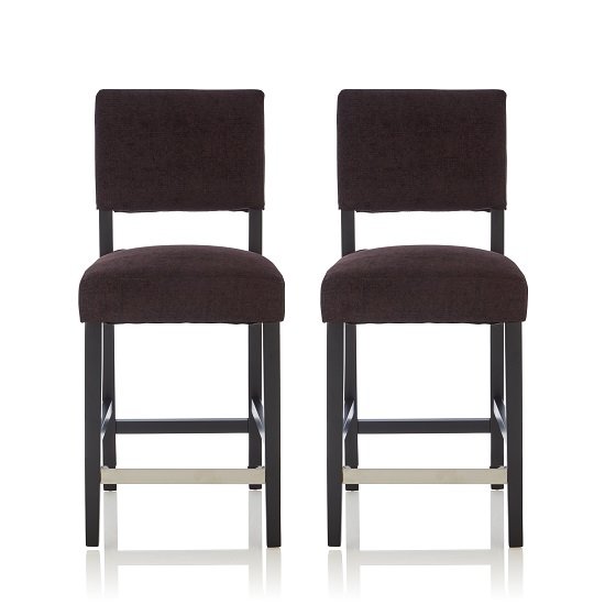 Vibio Bar Stools In Aubergine Fabric And Black Legs In A Pair