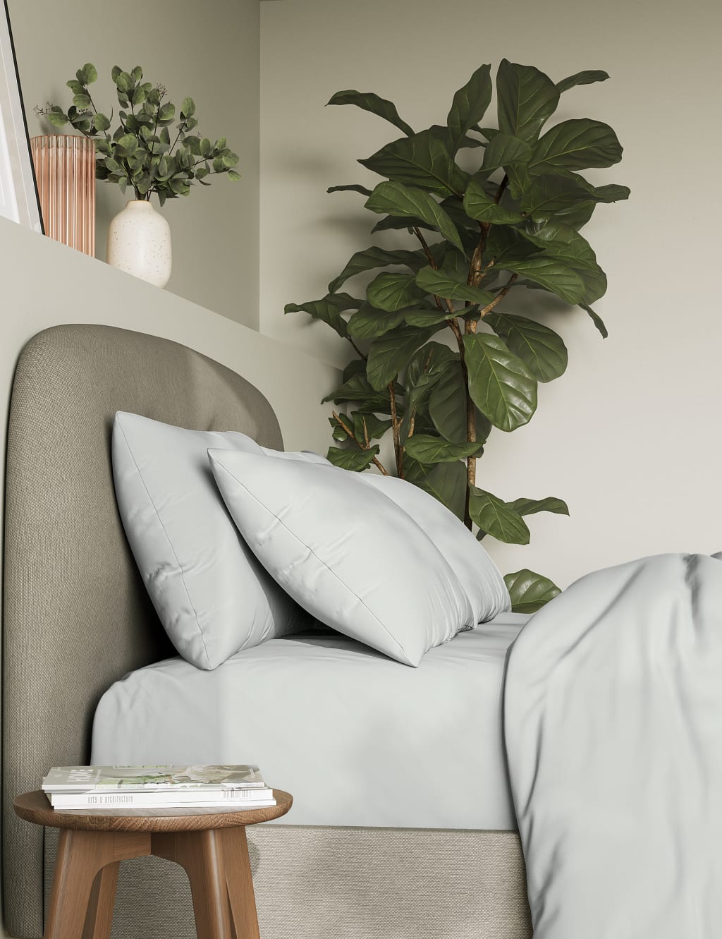 M&S 2 Pack Pure Cotton 180 Thread Count Pillowcases Silver Grey