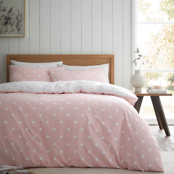 Catherine Lansfield Polka Dot 100% Brushed Cotton Duvet Cover & Pillowcase Set