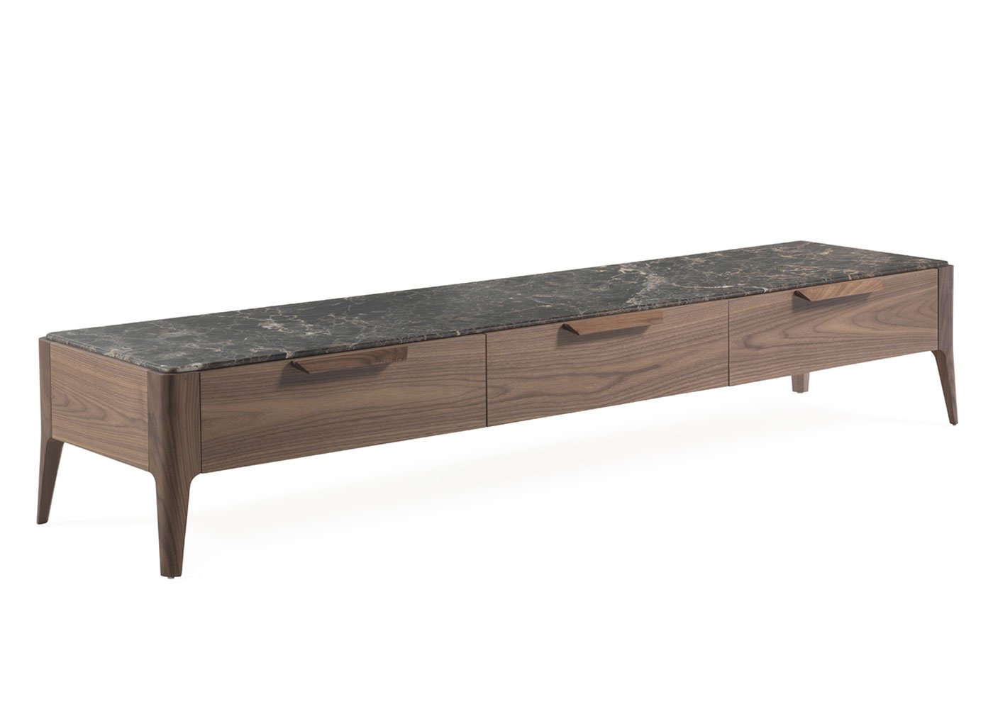 Porada Atlante TV Unit Walnut & Emperador Marble