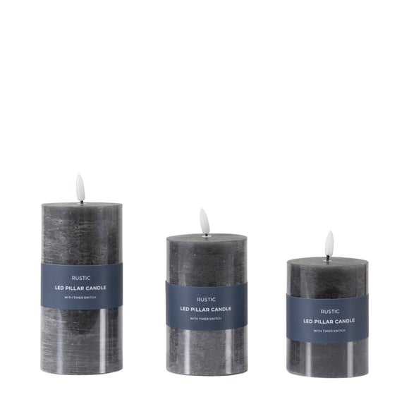 Cedar & Sage Set of 3 Rustic Slate LED Candles