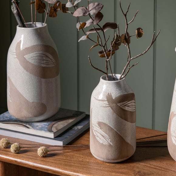 Colly Reactive Striped White Stoneware Vase 2